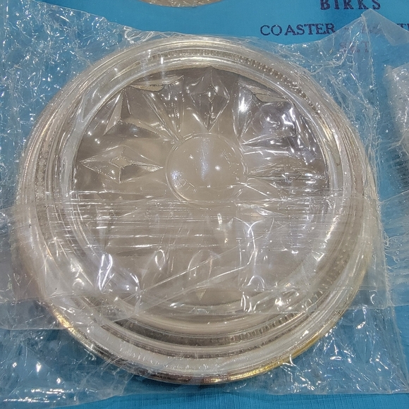 Birks Vintage Coasters Set of 4 in Original Box Glass & Silver Plate / Ashtrays - Picture 8 of 16